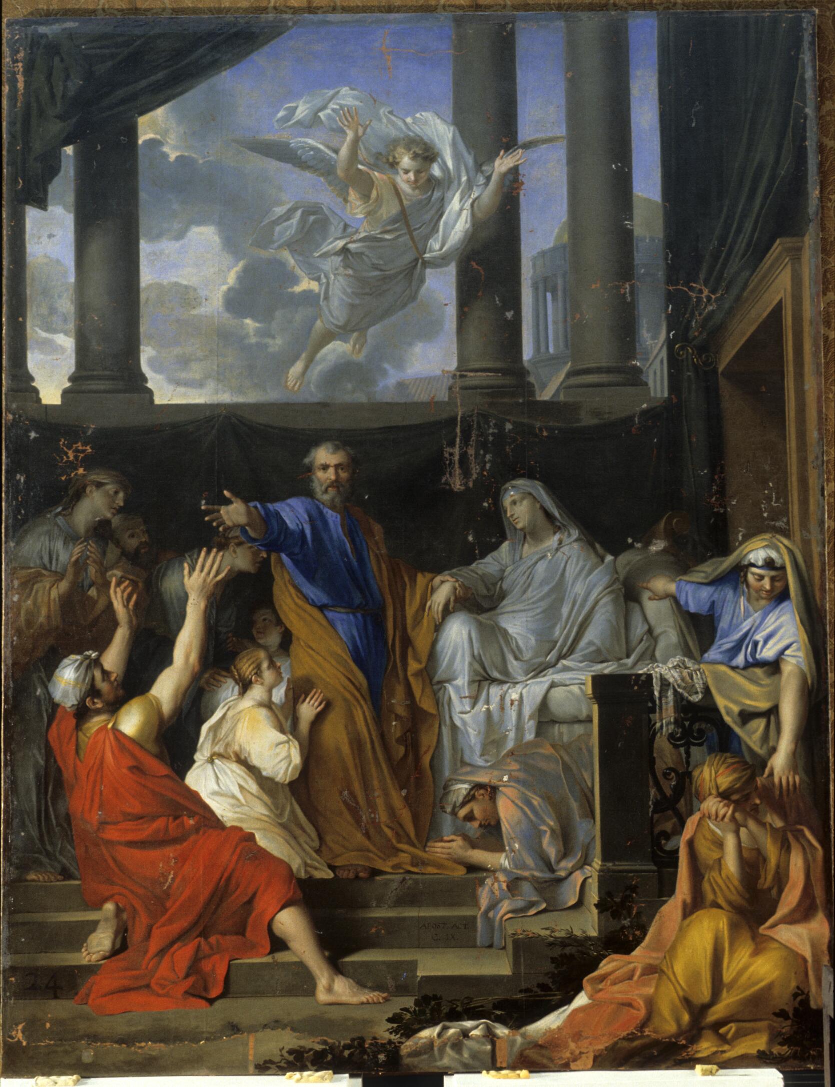 Saint Pierre ressuscitant la veuve Thabite, en cours de restauration