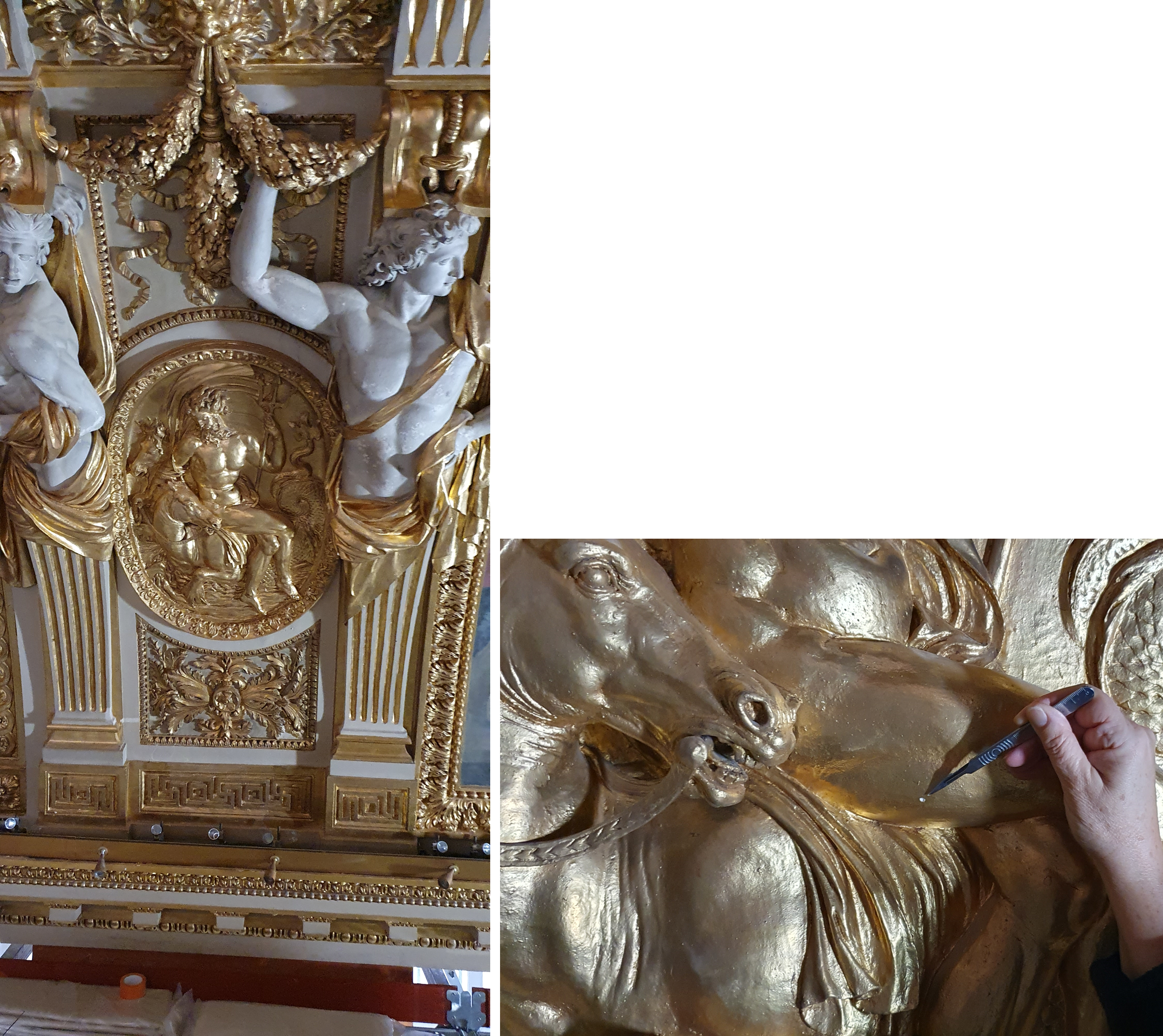 Figure 9 – Salle des Saisons (salle 410). Médaillon doré « Neptune ». © Nathalie Pingaud