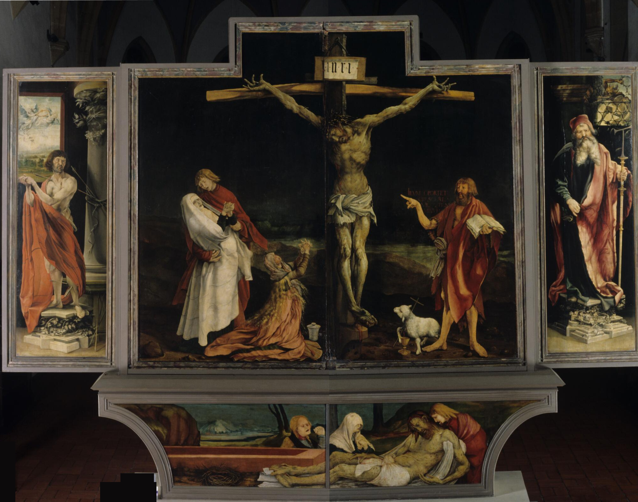 Holyart Retable D'Issenheim Triptyque Imprimé Sur Bois 21x30 Cm - Reproduction Artistique