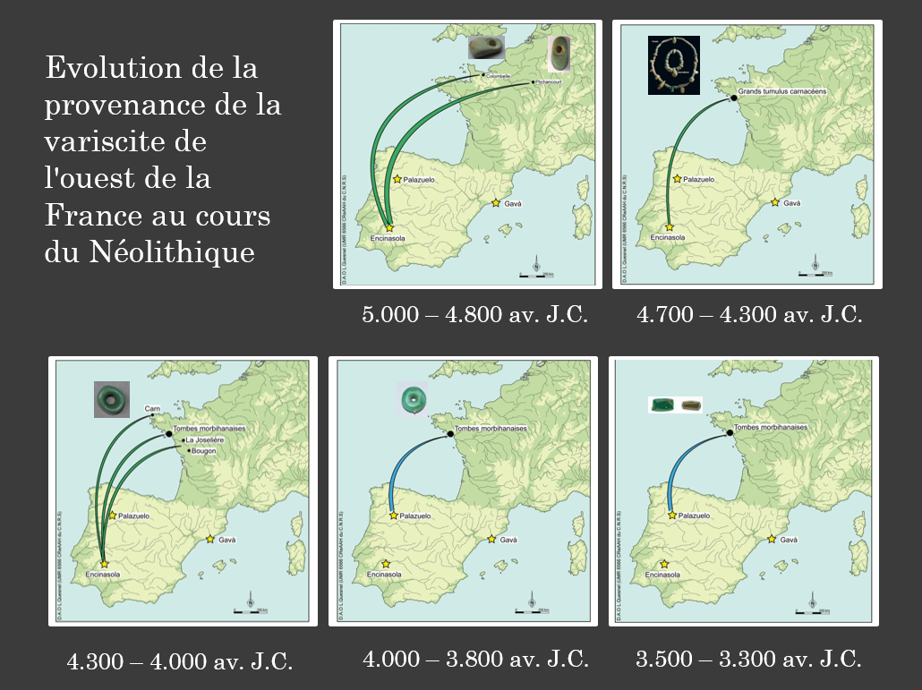 évolution de la provenance de la variscite de l'ouest de la France au cours du néolithique