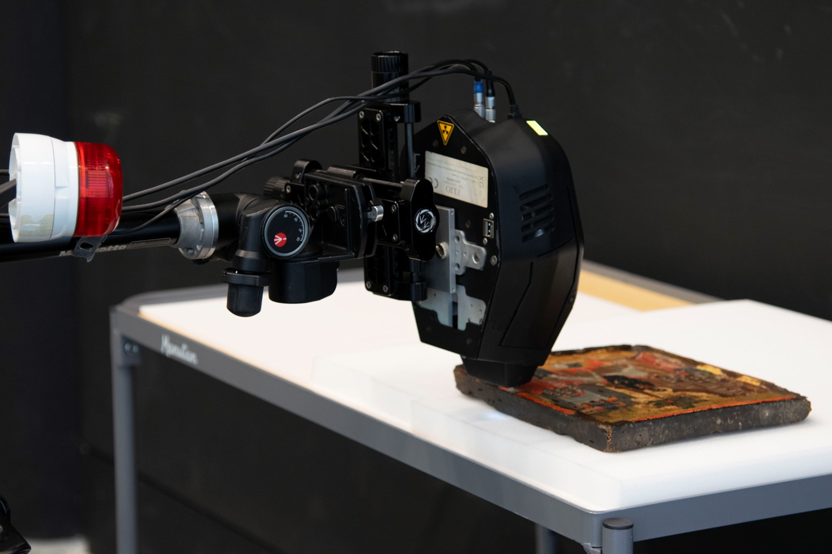 Analyse par spectrométrie de fluorescence X, ELIO, de l’icône XXX, DABCO, Musée du Louvre, ©C2RMF Vanessa Fournier