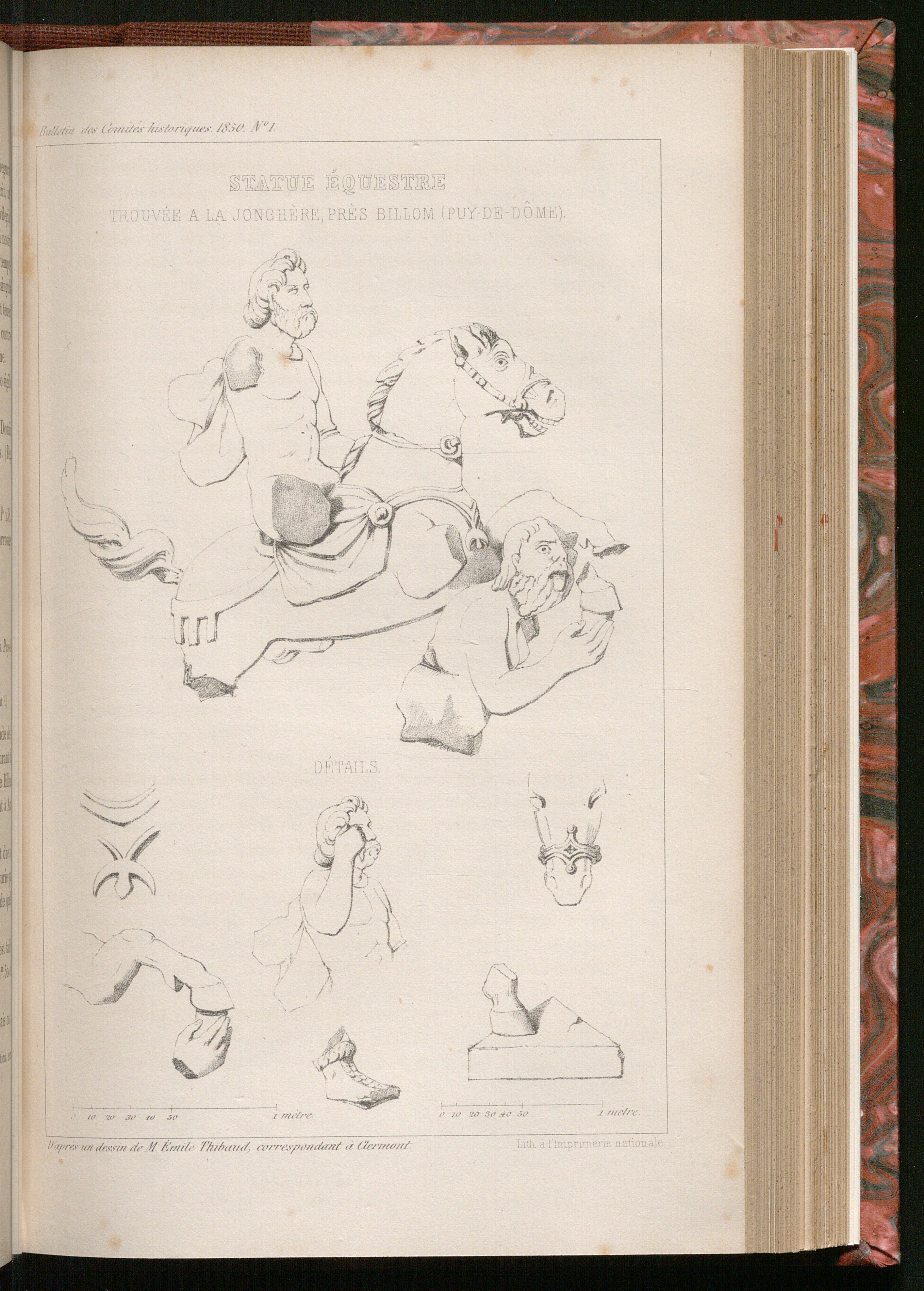 Dessin d’Emile Thibaud dans Bulletin du Comité historique des Arts et Monuments, t.I, 1850, planche, Gallica, BnF.