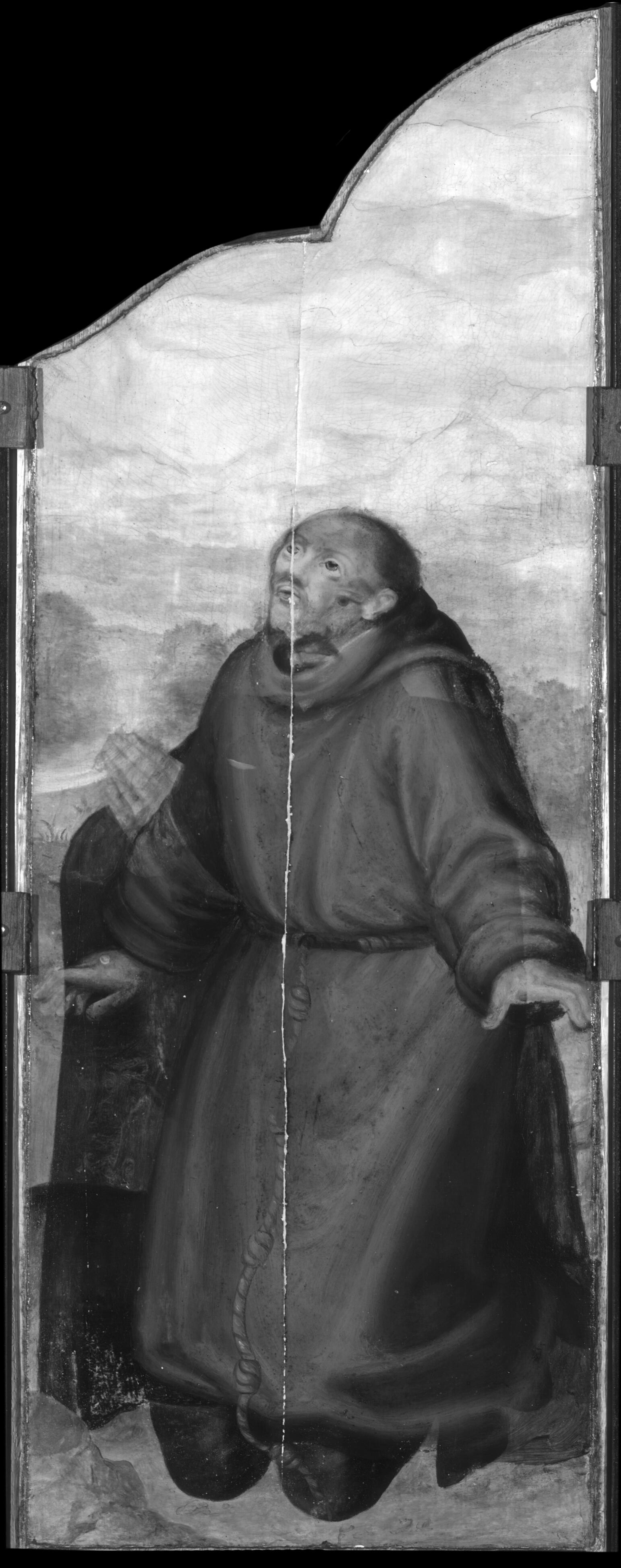 Panneau senestre, encadré face, étude, refléctographie infrarouge