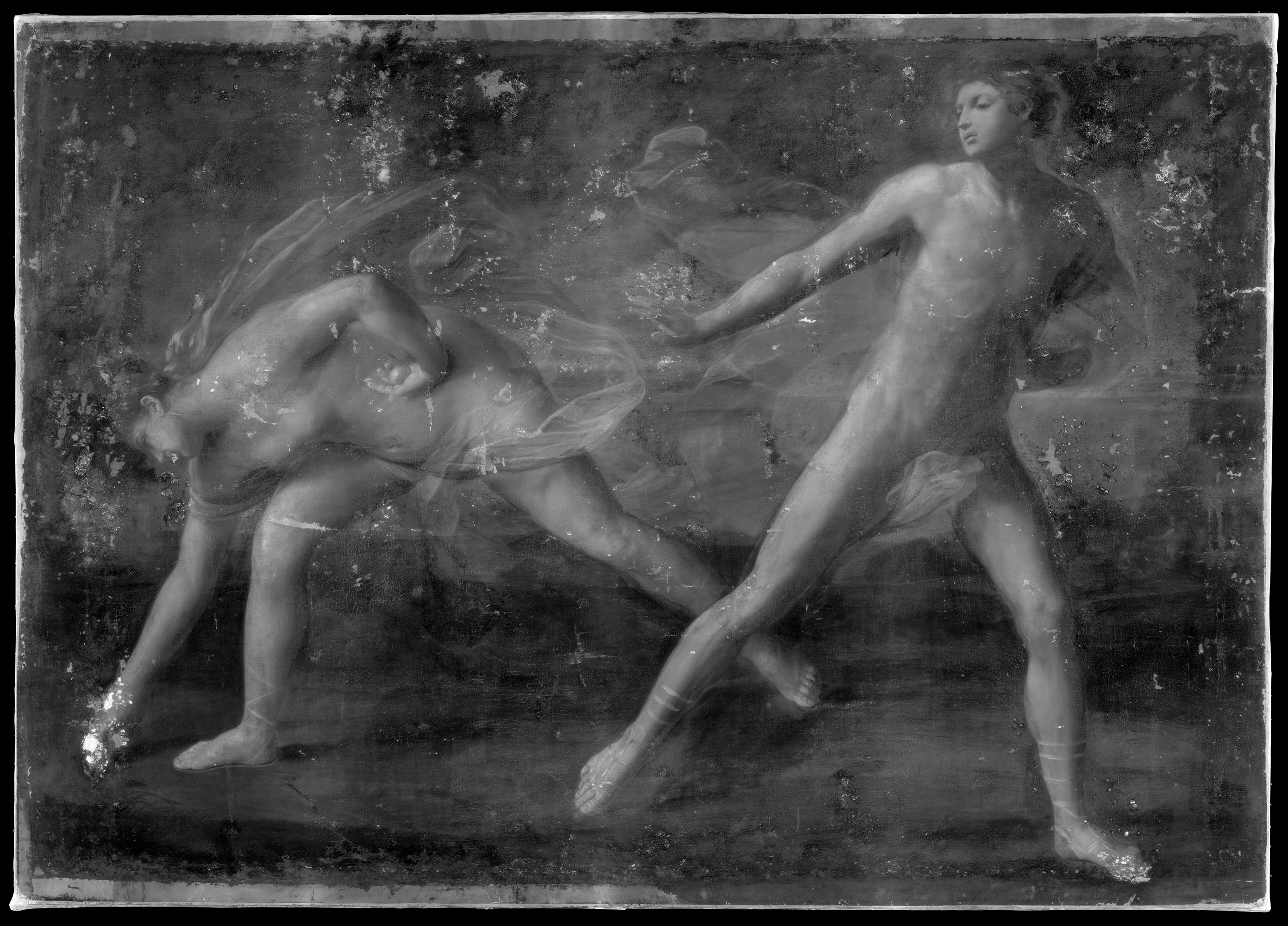 Numérisation de réflectographie de l'oeuvre vue de face