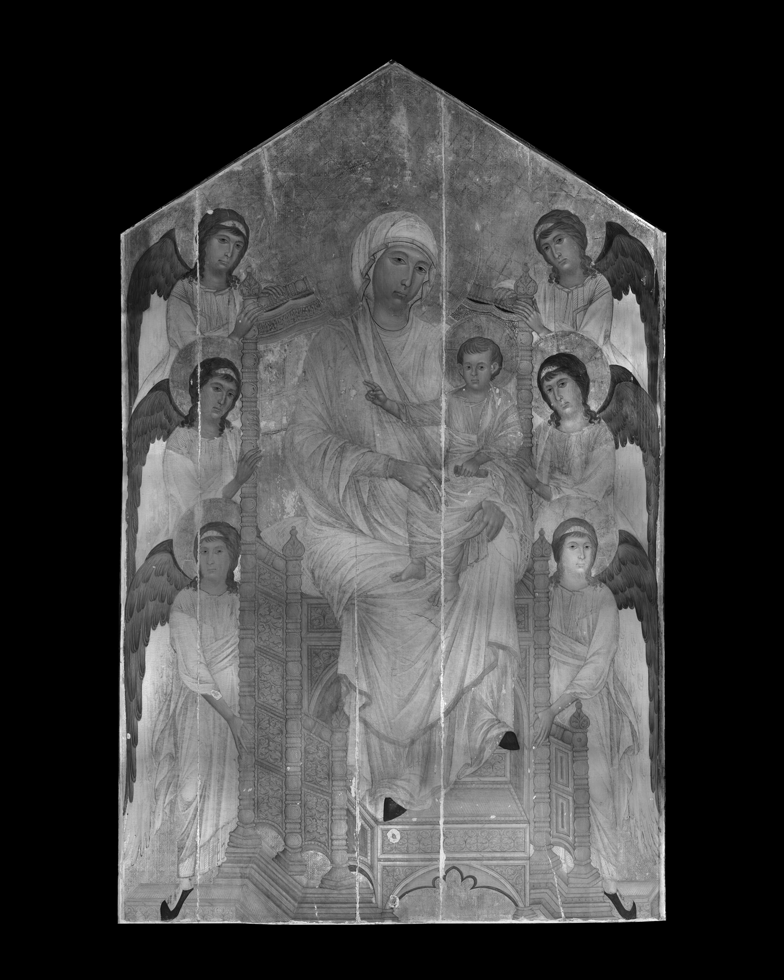 Assemblage de 3 prises de vue créant une image numérique sous fluorescence d'ultraviolet, couleurs