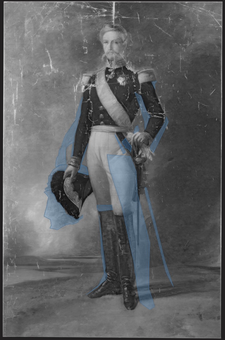 ​ ​ Portrait duc Aumale IR 2Figure 3, Frans Xaver Winterhalter, image en infrarouge, Portrait du duc d'Aumale, 1843