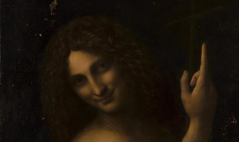 Détail du visage du Saint Jean Baptiste de Léonard de Vinci