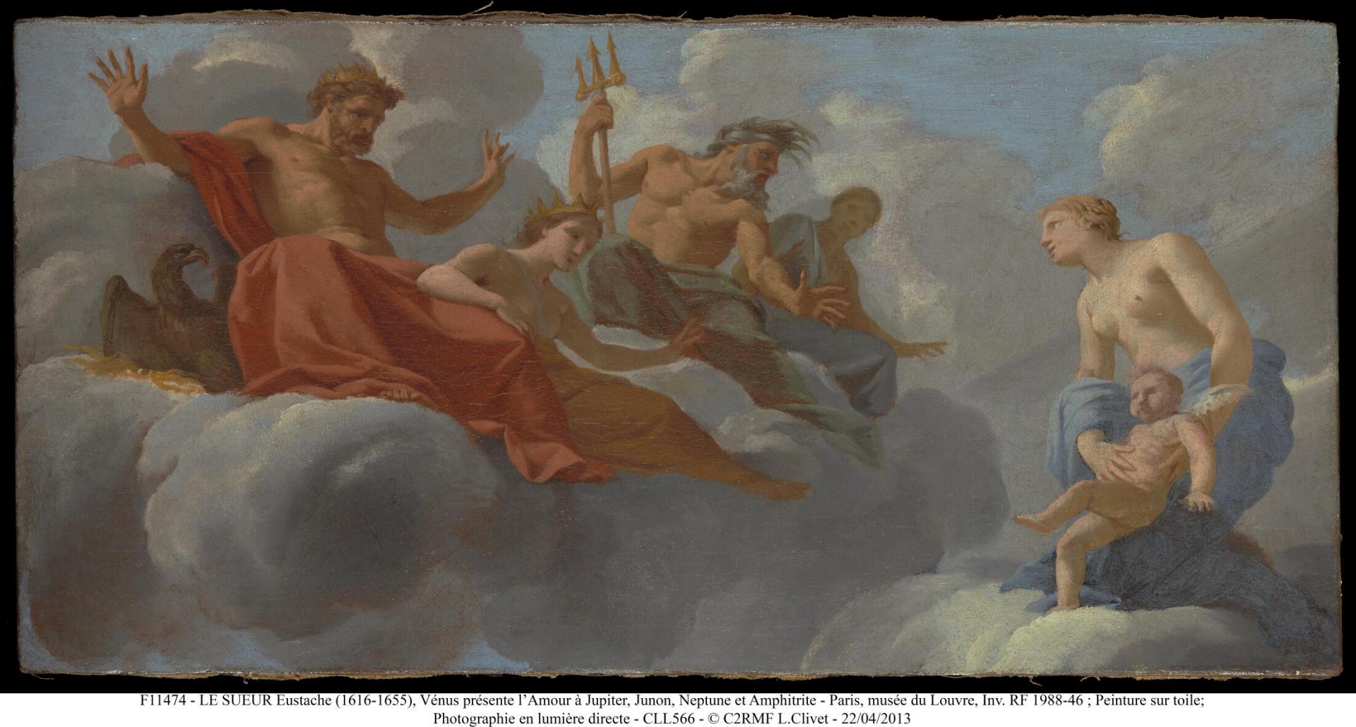 Le Sueur Eustache, Vénus présente l'Amour à Jupiter, Junon, Neptune et Amphitrite