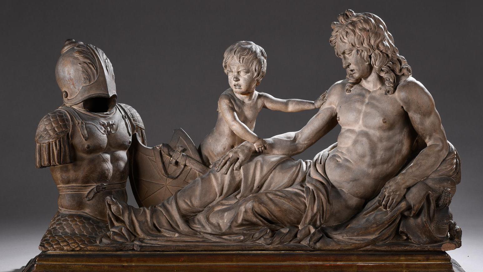 Monument funéraire de Jacques de Souvré (1600-1670), avant 1667, maquette préparatoire en terre cuite originale, 42 x 77 x 20 cm. 