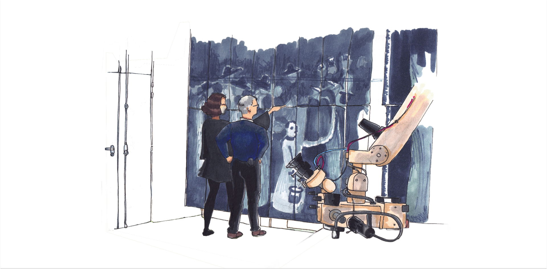 Illustration d'une radiographie en cours d'étude au C2RMF © C2RMF Vanessa Fournier