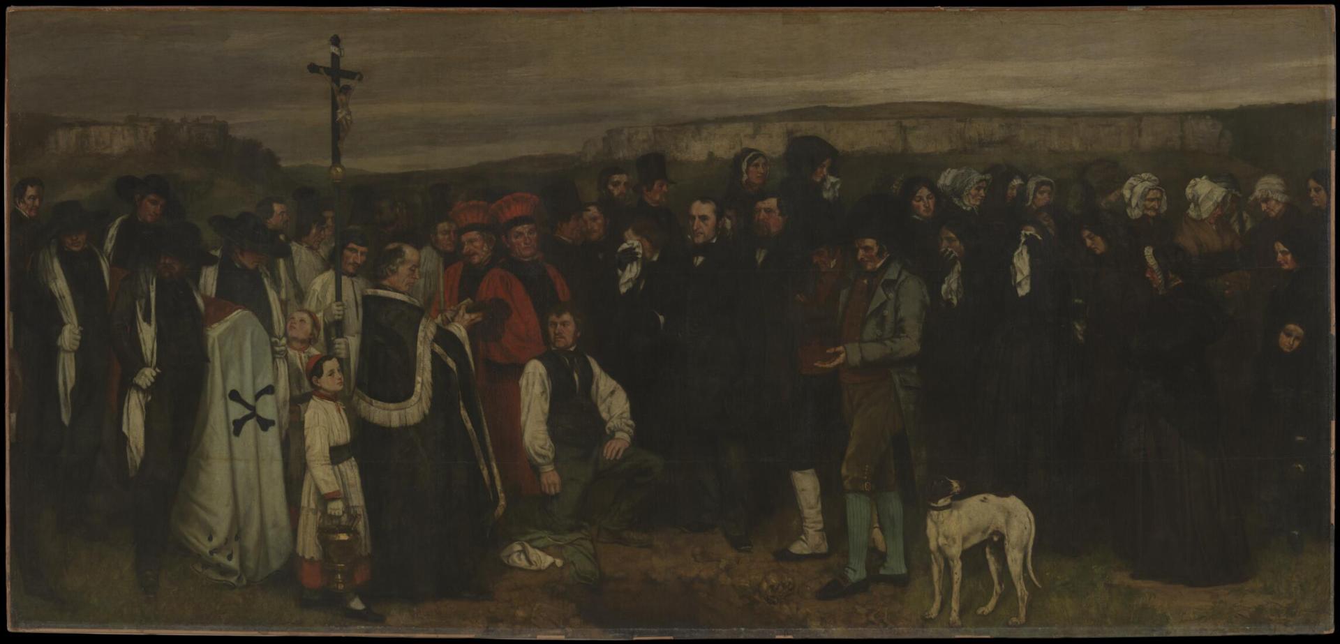 Gustave Courbet, Un enterrement à Ornans, 1849-1850, image en lumière réfléchie